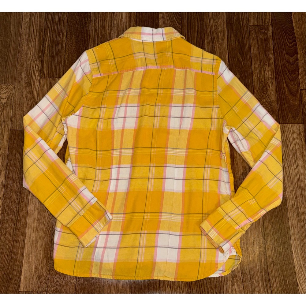 American‎ Eagle Outfitters Yellow Plaid Long Sleeve Button Up Shirt M/M - Picture 6 of 7
